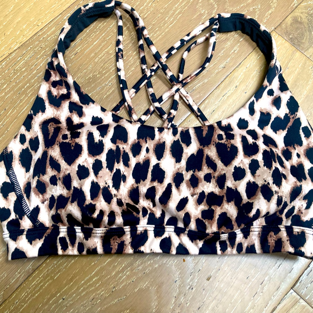 Victoria’s Secret sports bra, leopard print, size small